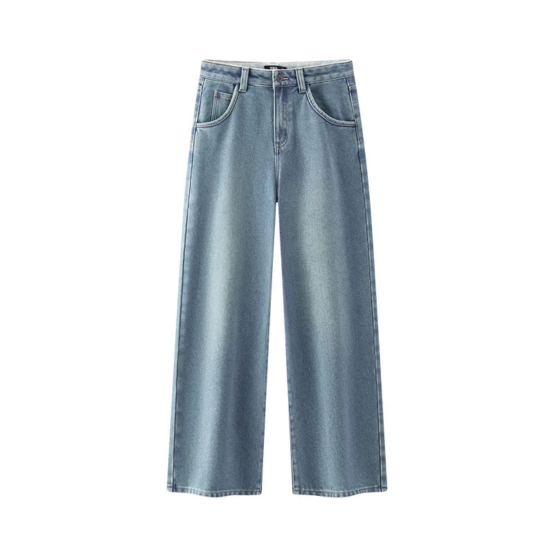 Semir Jeans Women Wide Leg Fleece Lined Comfortable High Waist Winter 2025 New Floor-Length Pants with Leg-Elongating Effect