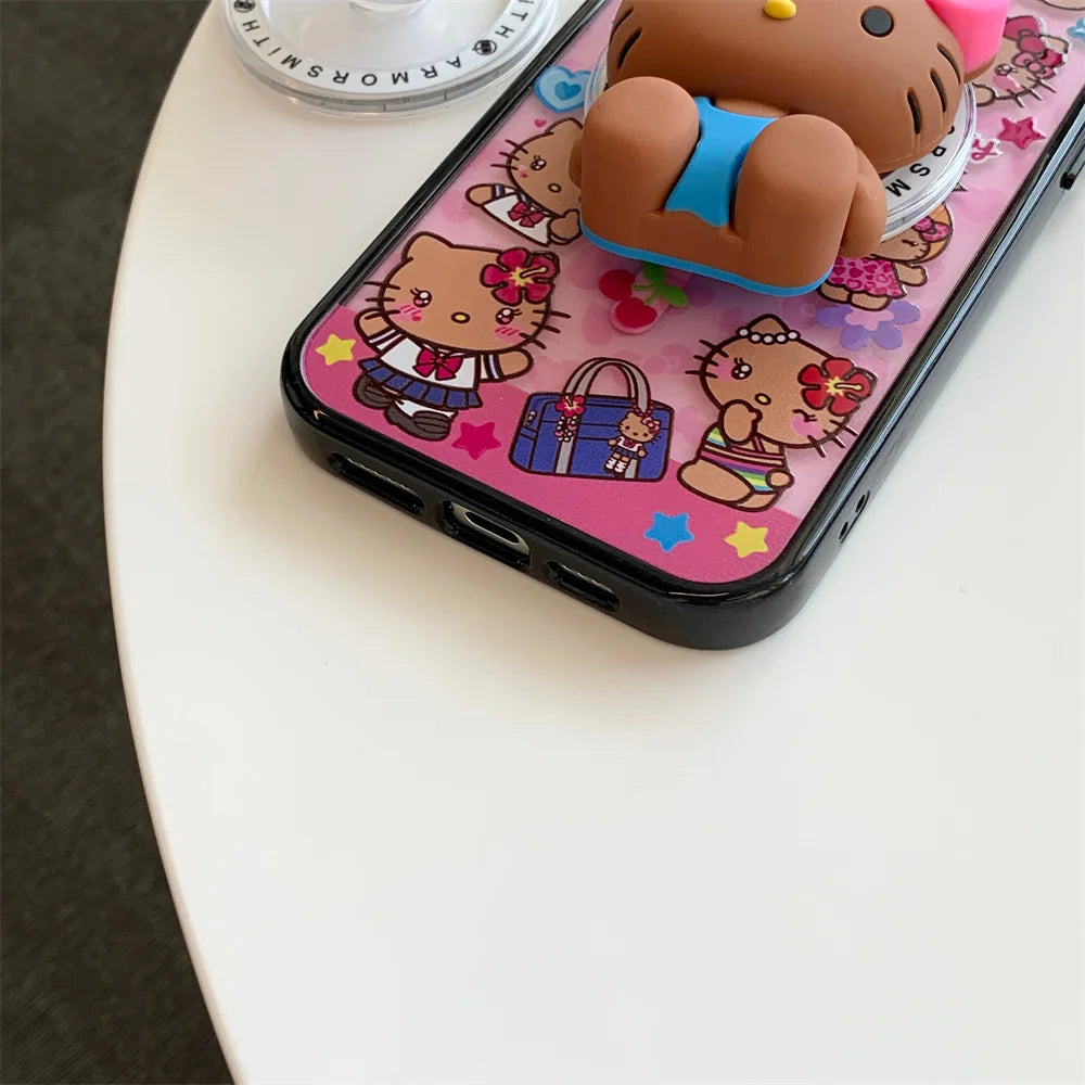 Y2K Hello Kitty Cute Cartoon Magnetic Phone Case For IPhone 12 13 14 15 16 17 Pro Max Protective Cover with Stand Fundas