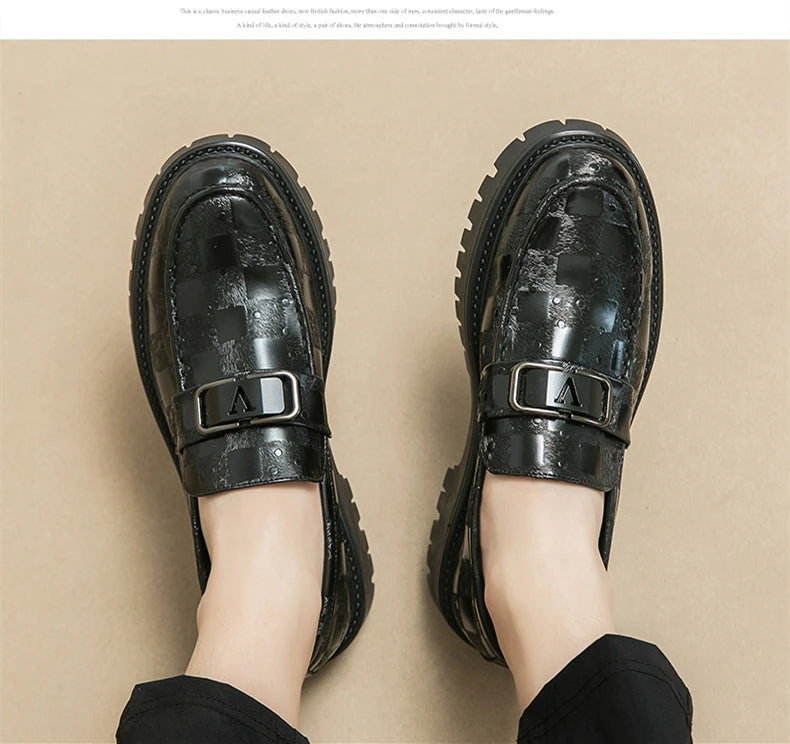 New Platform Men's Casual Shoes Comfortable Fashion Luxury Loafers Men's Leather Shoes Heightening Loafers Beans Driving Shoes