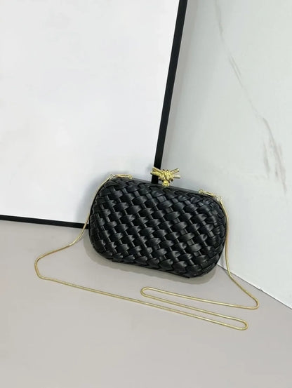 Elegant Box Shaped Dinner Clutch Crossbody Bag for Women Fashionable Chain Strap Handbag Retro Style Leather Handbag