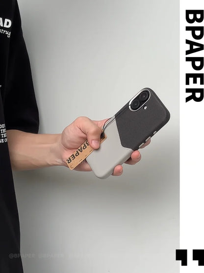 Case For iPhone 17 Pro Max Air Leather and Fabric Splicing Texture Card Insertion Magnetic Phone Cover For iPhone 17 Pro Shell