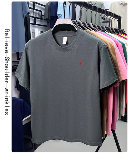 100% cotton high-end short sleeve T-shirt summer designer brand pony embroidery round neck top fashion casual golf men's wear