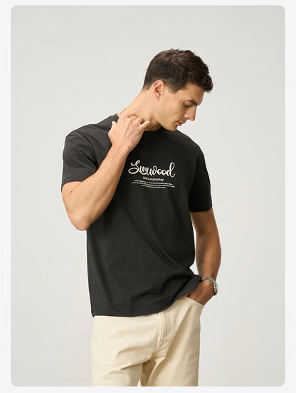2026 Summer New Oversize 230gsm Sorona Cool Feeling Fabric Men Fashion Letter Print Tops High Quality Tees