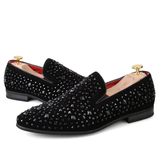 Formal Shoes Men Rhinestone Mens Dress Shoes Sepatu Slip On Pria Loafers Men Wedding Shoes Moda Italiana De Hombre Bona Zapatos