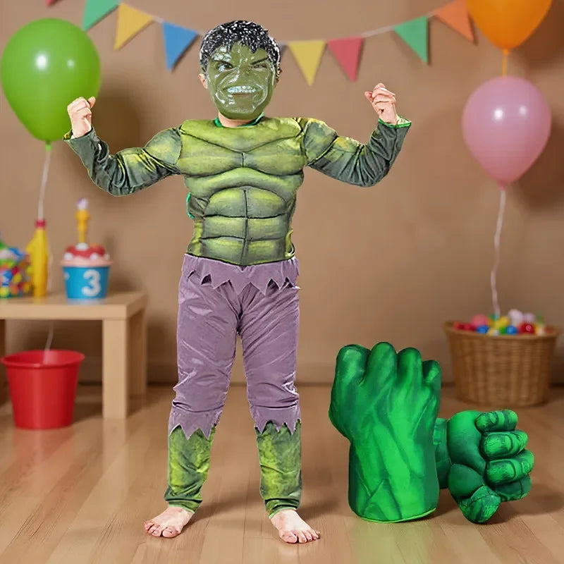 3-12Y Kids Superhero Costume  Jumpsuit Halloween Mask Party with Gloves Cosplay Suit for Boys Girls Holiday Celebration