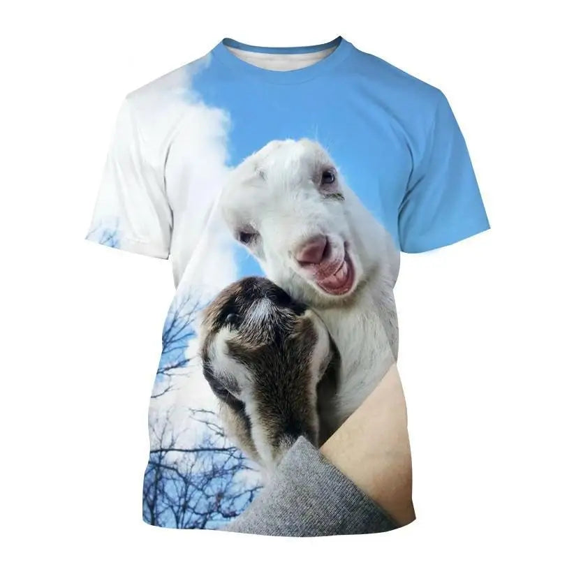 Funny Animal Goat 3D Print Men's T-Shirts Streetwear Men Fashion Harajuku Casual Oversized O-Neck Unisex Clothes Tees Tops