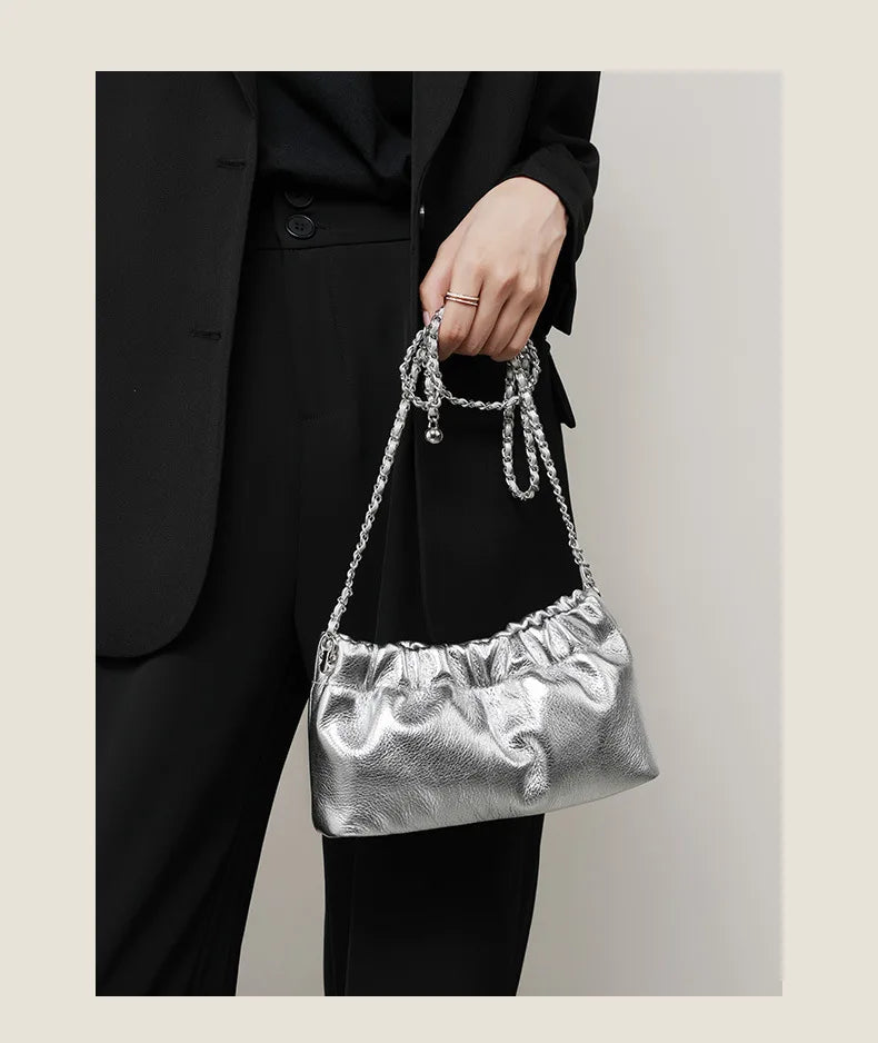 Genuine Leather Women Shoulder Bags Luxury Brand Small Chain Flap Bags for Ladies Handbag Natural Cowskin Female Crossbody Bags