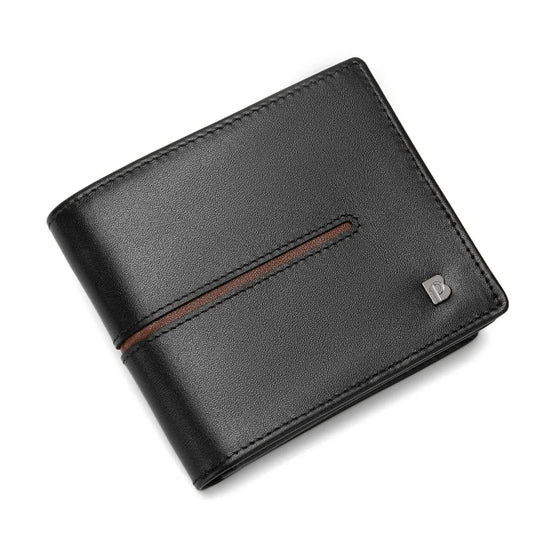Portefeuille Bifold Homme Cuir Véritable Noir Blocage RFID Grande Capacité Fentes pour Cartes et Fenêtre d'Identité Portefeuille Durable pour Homme Cadeau Idéal
