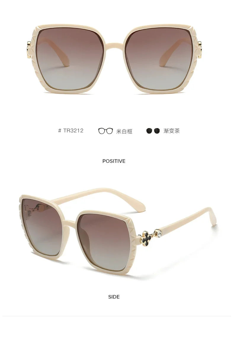 Luxury Square Designer Fashion Big Polarized Sunglasses For Women Glasses Brand 2024 Woman Women's Retro Shades UV400 Eyewear