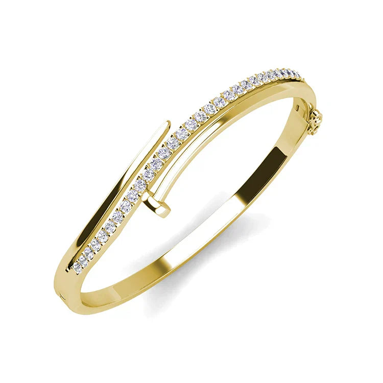 Daisini Nail Shape Bracelet Embellished with Premium Grade Crystal From Swarovski for Women 18k Gold Plated Couple Holiday Gift