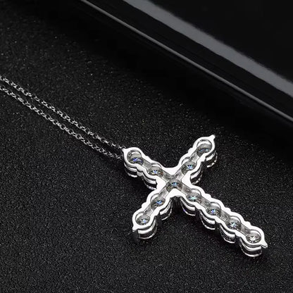 Certified 3.5MM Moissanite Necklace 14K Gold Filled Cross Pendant Necklace for Women Europe and America Vintage Jewelry