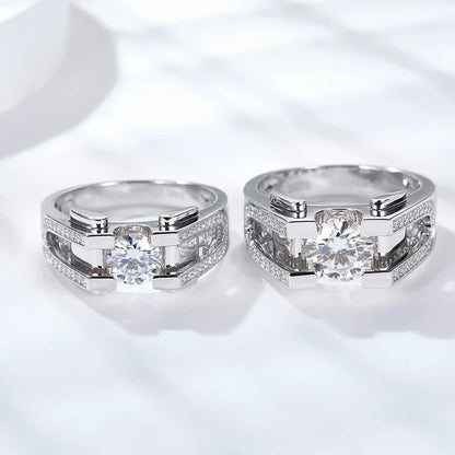 1ct 2ct Moissanite Ring For Men 925 Sterling Silver with White Gold Plated Wedding Band Man Rings Luxury Fine Jewelry