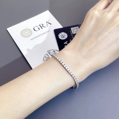 2-5mm Moissanite Tennis Bracelets for Women Men Lab Diamond S925 Silver Plated White Gold Bracelet Spring Clasp Wedding Jewelry