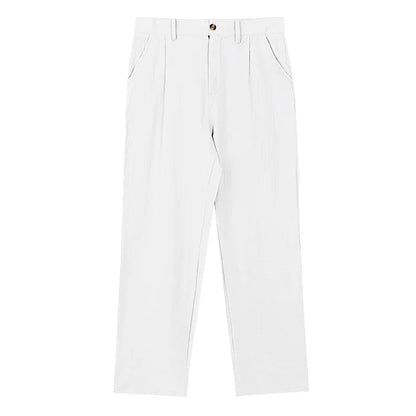 Amazon European and American Men's Linen Solid Color Casual Suit Pants New Fashion Beach Wide-Leg Trousers