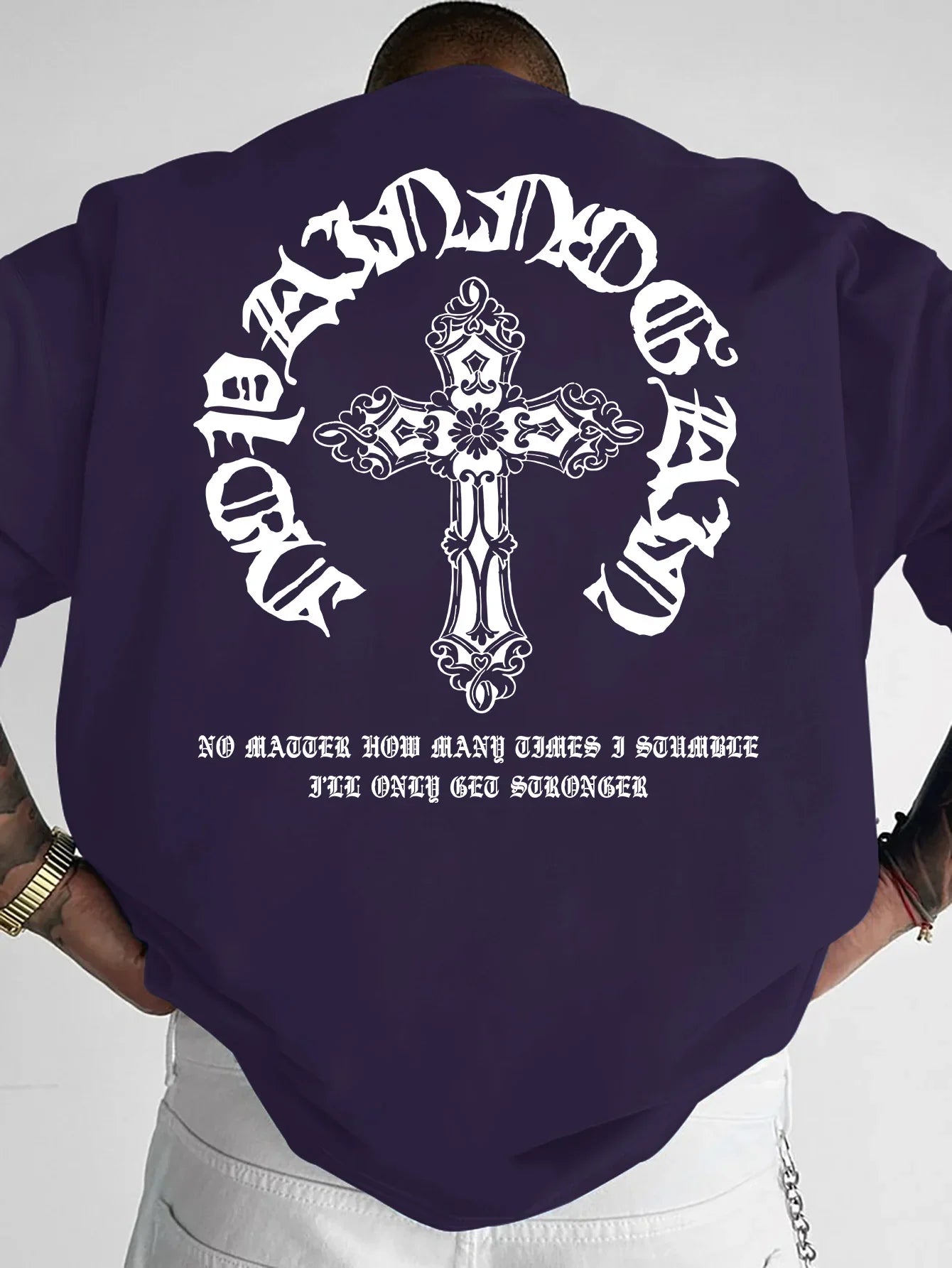 Men's Gothic Streetwear T-Shirt Ornate Cross & Circle Script Graphic Print Crew Neck Short Sleeve Polyester Tops S-XXL