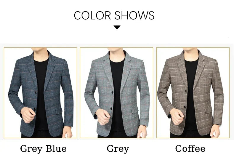 Brand 2026 Spring Stripe Suits Men 2 Button Autumn Business Elegant Man Jacket  Fashion New in Suits Blazers Men