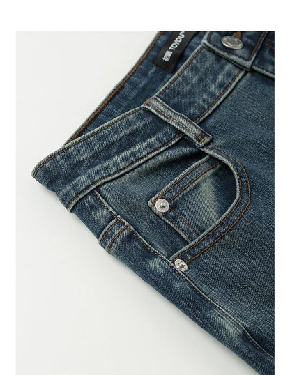 Women Denim Jeans 2025 Autumn New Lycra Stretch Straight Wide Leg Long pants