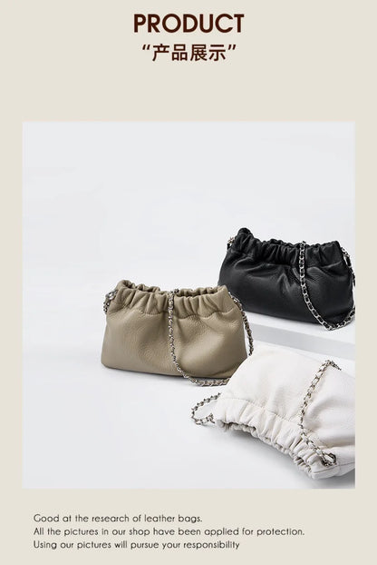 Genuine Leather Women Shoulder Bags Luxury Brand Small Chain Flap Bags for Ladies Handbag Natural Cowskin Female Crossbody Bags