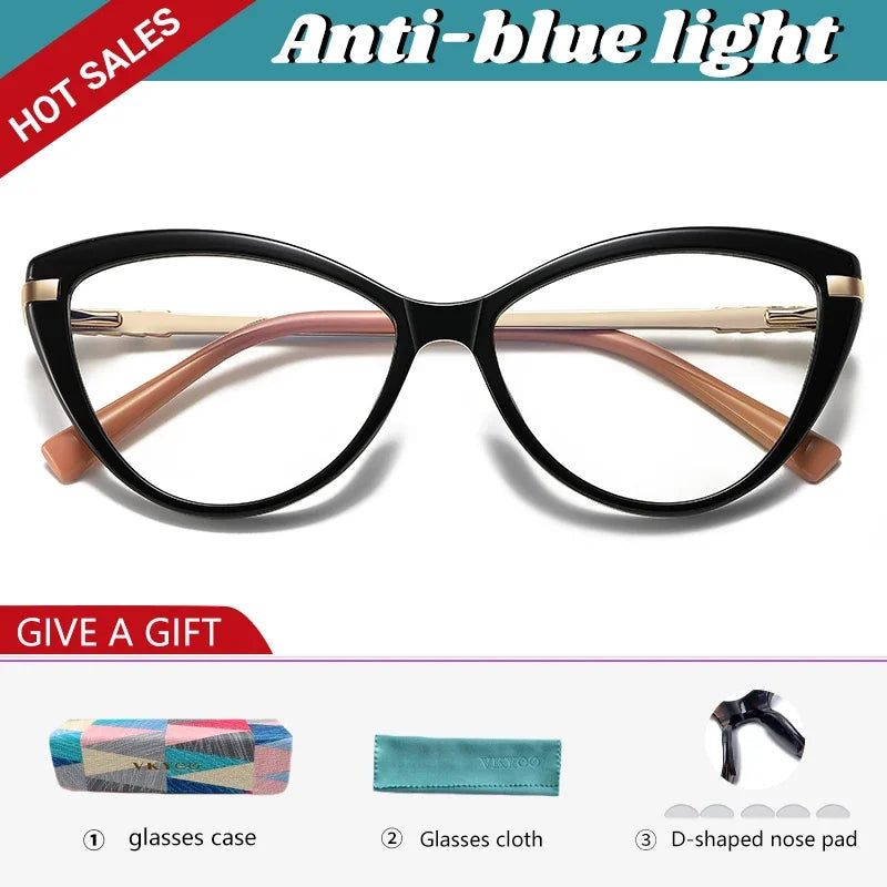 New Cat Eye Optical Glasses Women Myopia Prescription Glasses Hyperopia Reading Glasses Anti Blue Light Computer Eyewear
