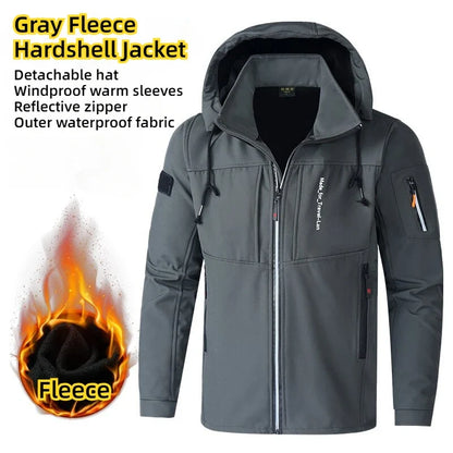 Men's Outdoor Jackets Fleece Lining Windbreaker Waterproof Winter Warm Jacket for Men Detachable Hat Men's Coats