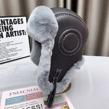 Domo Ushanka Fur Hat Winter Adult Keep Warm Cap Bomber Hats For Women Rex Rabbit Fur Hat With Ear Recommend Winter Sales