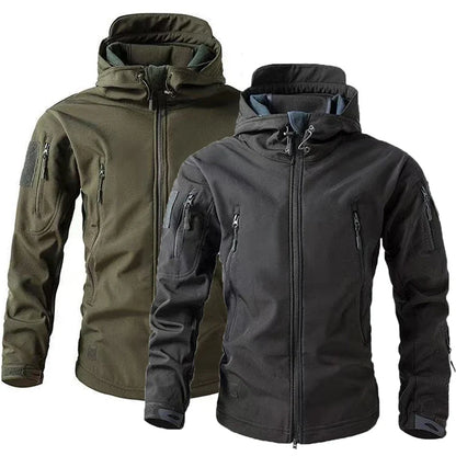 Men's Winter Autumn Warm Softshell Fleece Hood Cargo Jackets Camping Hiking Climbing Hunting Fishing Outdoor Windproof M-5XL
