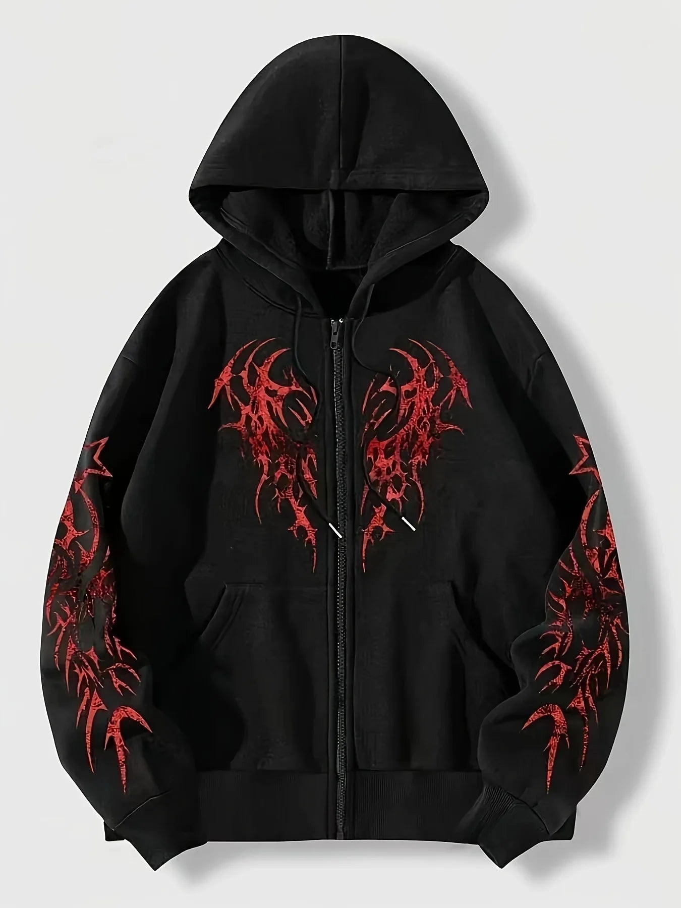 Autumn and Winter New Men's Fashionable and Trendy Casual Hoodie Zipper Jacket Y2K Printed Pattern Casual Retro Street Style Top