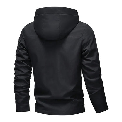 Waterproof Jacket Men Outdoor Softshell Zip Up Hooded Jacket Windbreaker Hiking Camping Coats Lightweight Spring Autumn Coats