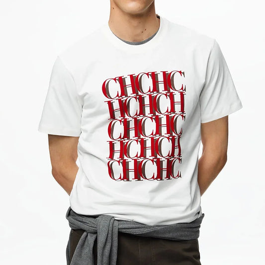 Men's Short Sleeves Pure Cotton Round Neck Letter Design Men's Short Sleeves New Fashion Commuter Versatile Men's Classic Top
