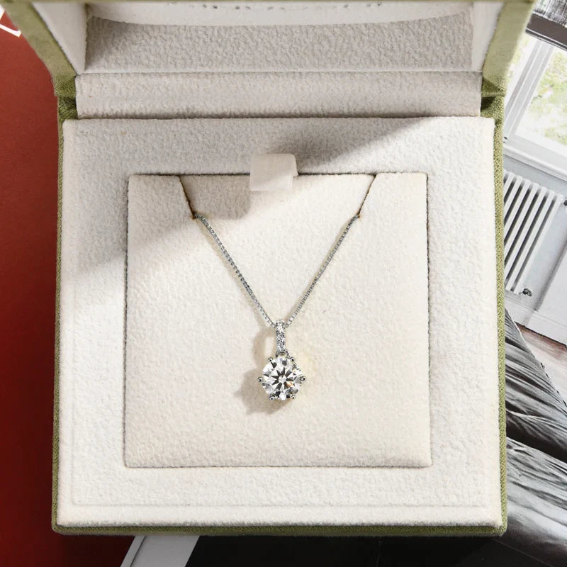D VVS1 Moissanite Necklace Diamond Pendent 1CT-2CT with Certified 925 Sterling Silver Necklaces for Women Dainty Gifts