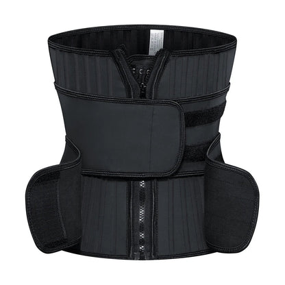 Latex Waist Trainer 25 Steel Bone Body Shaper with 2 Removable Strap Zipper and Hook Modeling Strap Tummy Control Belt