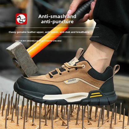 New Fashion 2025 Genuine Leather Insulation 10KV Work Safety Shoes Indestructible Multifunctional Sneakers Waterproof Male Boots