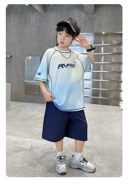 Kids Boy Summer Set Quick-drying T-shirt Shorts Clothing Set New Casual Child Sportswear 2 Pieces Outfit 5 6 7 8 9 10 11 12 14 Y