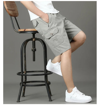 Summer new men's work shorts pocket zip trend versatile casual trousers five work trousers