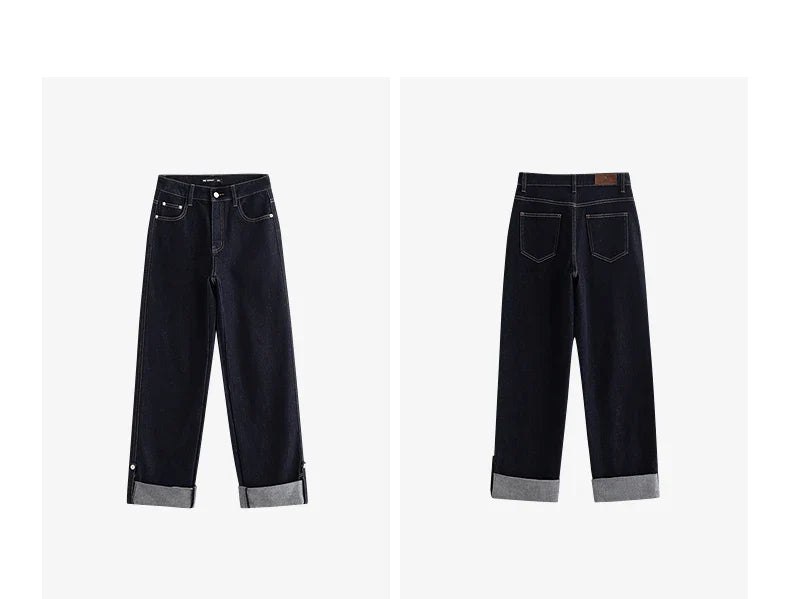 Women Denim Jeans 2025 Autumn New Lyocell Rolling Up Hem Elastic and Simple Straight Leg Ankle Length Pants