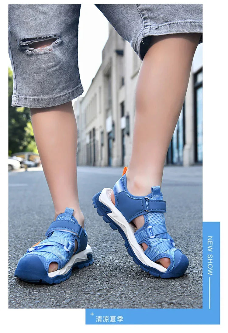 Summer Boys Closed-Toe Sandals Non-Slip Soft Sole Water Shoes for Beach Walking Outdoor Play Comfortable Kids Casual Sandals