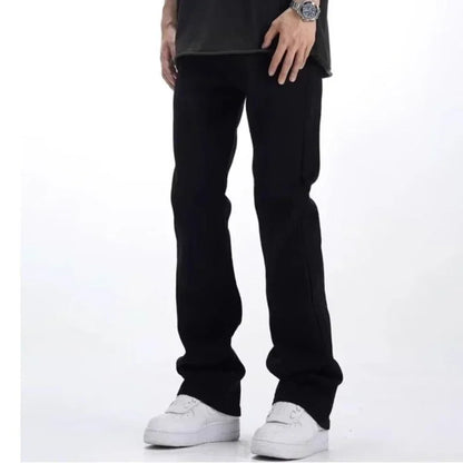 Man Solid Color Loose Fit Jeans Unisex 2025 Spring Summer New Pants American Casual Fashion Slimming Micro Flared Trousers Style