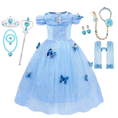 Kids Girls Cosplay Costume Children Summer Pageant Fantasy Cinderella Carnival Clothes Princess Birthday Dress 2-10 Yrs Clothes