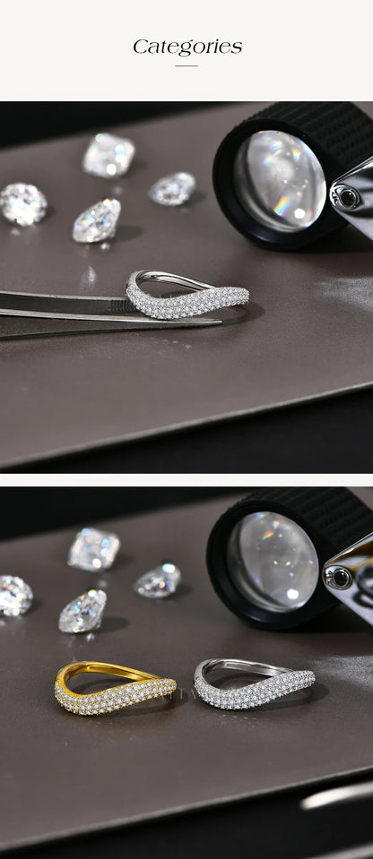 Fashion S925 Sterling Silver Engagement Classic Moissanite Diamond Ring for Women Men Real Jewelry With Certificate
