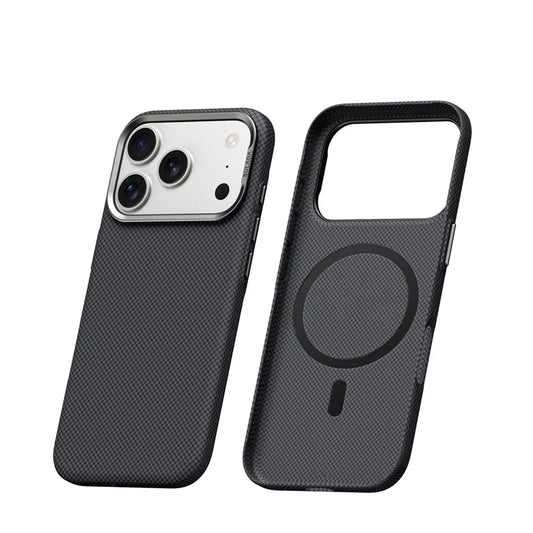 Luxury Plaid Texture Metal Lens For Magsafe Case For iPhone 17Pro 16Pro 17 17Pro Max Ultrathin Matte Shockproof Hard PC Cover