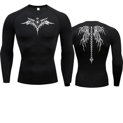 Men's Compression Shirt Anime Print Gym Sport Quick Dry Gym TShirts Fitness Athletic Undershirts Elasticity Tops Tee Summer Male