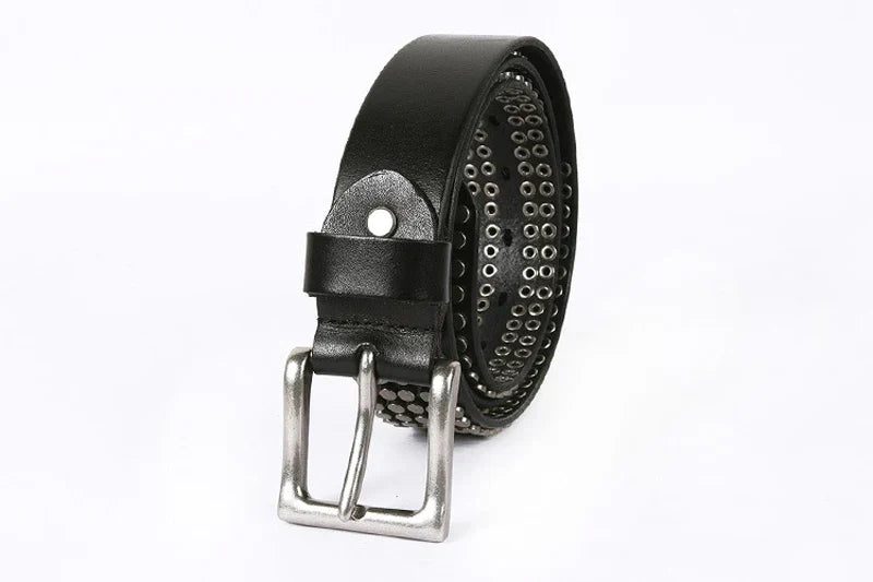 Top Heavy Metal Genuine Leather Belt Men Cowskin Cowboy Belt Ceinture Homme Punk Jeans Strap Wide Cinturon Mujer Waistband