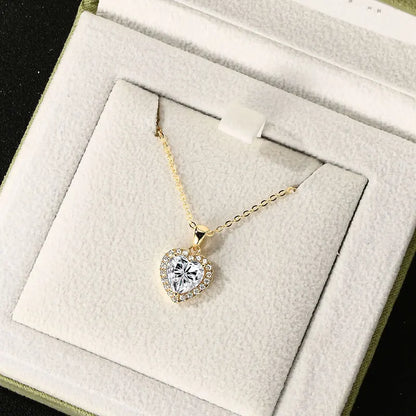 2ct D Color Moissanite Love Heart Pendant Necklaces 925 Sterling Silver Necklace Chains for Women Wedding Jewelry Gift
