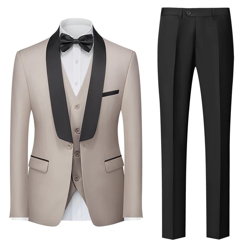 Red Men's Suit 3 Piece, Wedding Party Dress Jacket with Pants Vest, Blue, Green, Gray, Black Available, Asian Size M-5XL 6XL