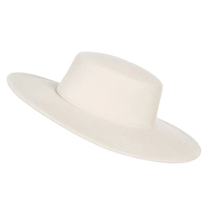 Elegant Women Men Flat Top Wide Brim Fedora Hat Autumn Winter Fedoras Boater Hat Church Panama Hats
