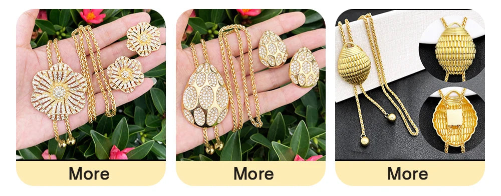 Luxury 18K Gold Plated Jewelry Set Italy Dubai Necklace Earrings Bracelet Ring For Women Mother's Day Gift ﻿