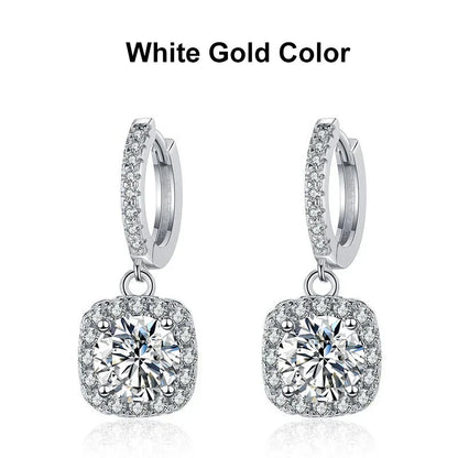 1ct Moissanite Drop Earrings S925 Sterling Silver with Gold Plated Wedding Jewelry With Certificate Hoop Dangle Earrings