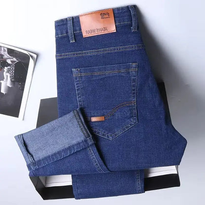 Men Fashion Straight Jeans Mens 2024 New Stretch Slim Fit Pants Comfortable Soft Business Denim Trousers Male Brand Clothing