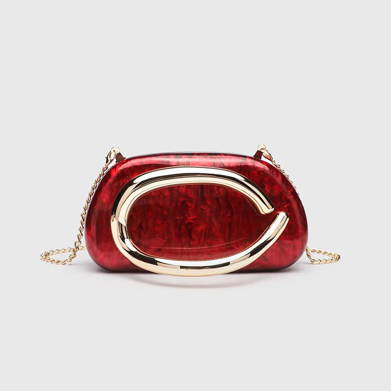 Classic round Box Handheld Dinner Bag Miniature Retro Metal Handle Chain Shoulder Strap Crossbody Bag Street Trend Hard PU Bag
