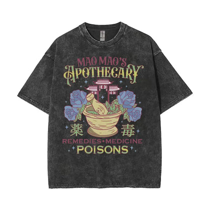 Mao Mao's Apothecary Diaries Anime Washed T-shirts Remedies Medicine Cartoon T Shirt Men Women Clothing Fashion Aesthetic Tshirt